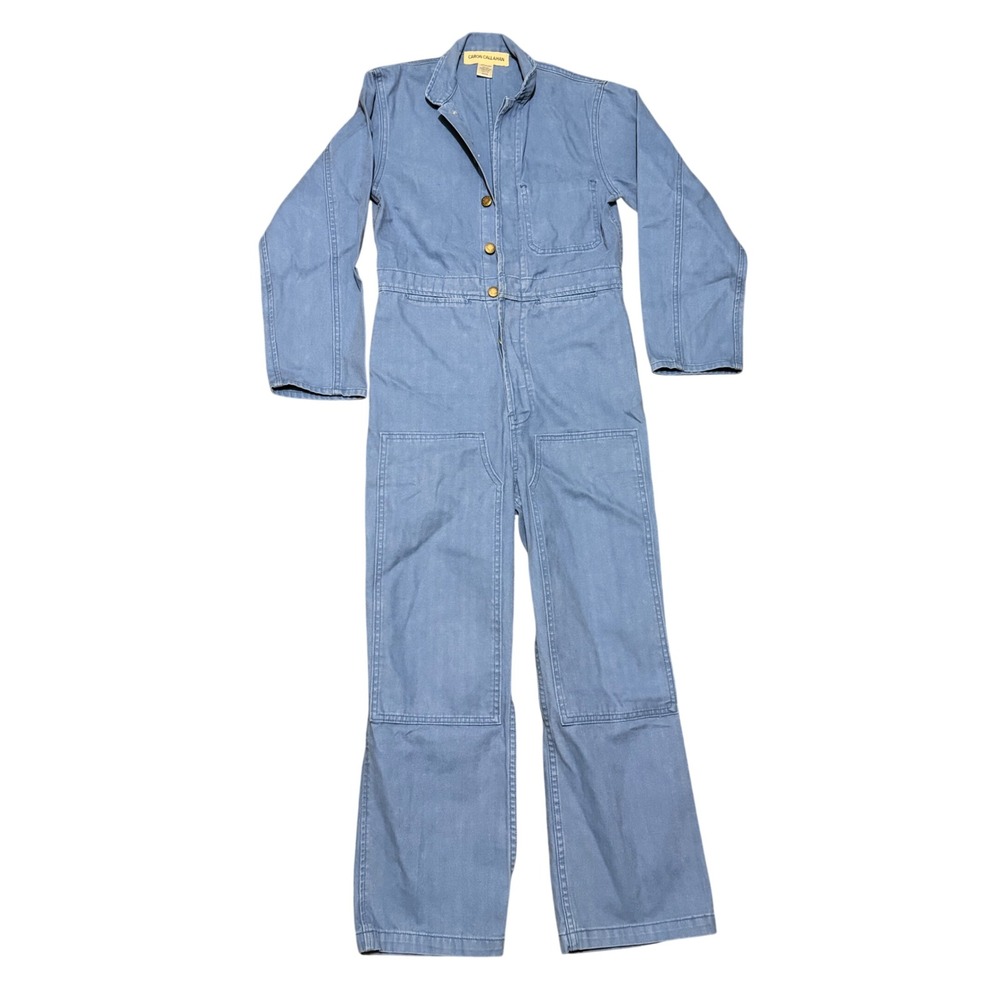 Caron Callahan Stewart Jumpsuit Blue Herringbone Cotton Twill Utility Coverall M